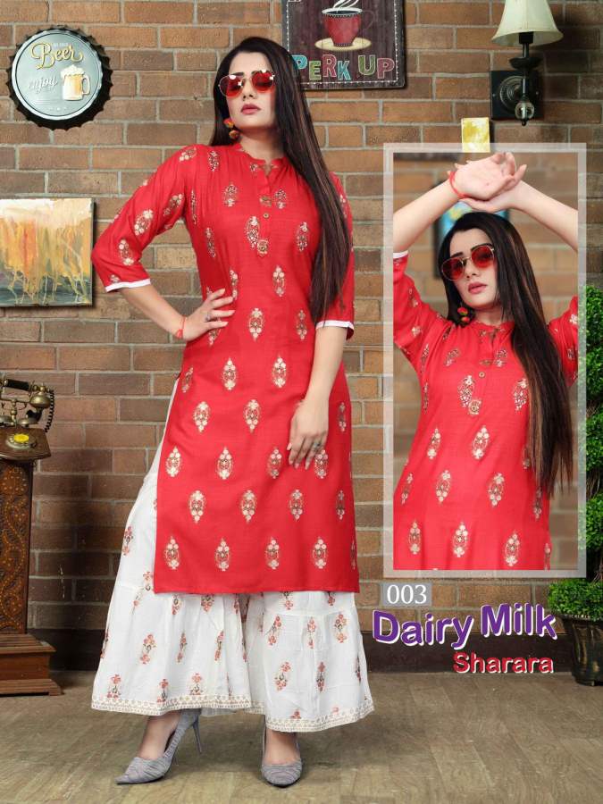 Aagya Dairy Milk Sharara 5 Kurti With Plazo Collection